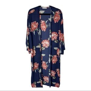 Twelve Months Open Kimono Wrap Navy Floral S